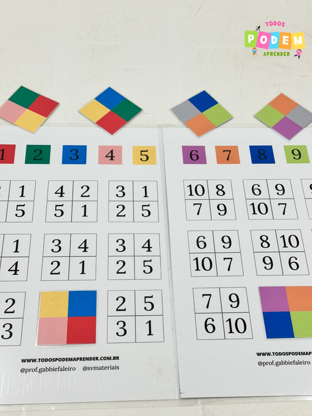 QUADRADINHOS LÓGICOS- Pareamento de Cores e Números