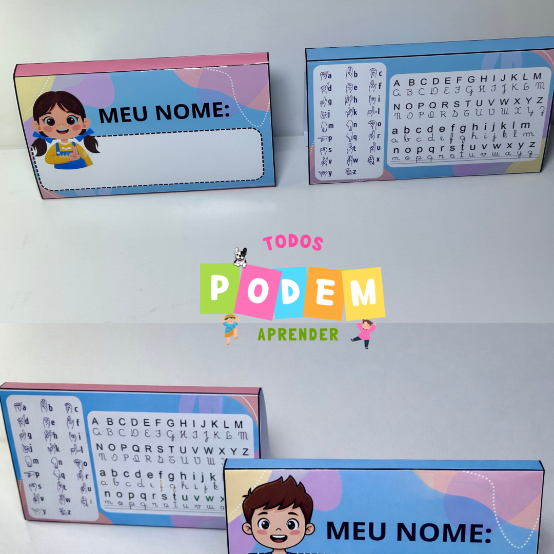 CRACHÁ DE MESA- MENINO E MENINA LIBRAS