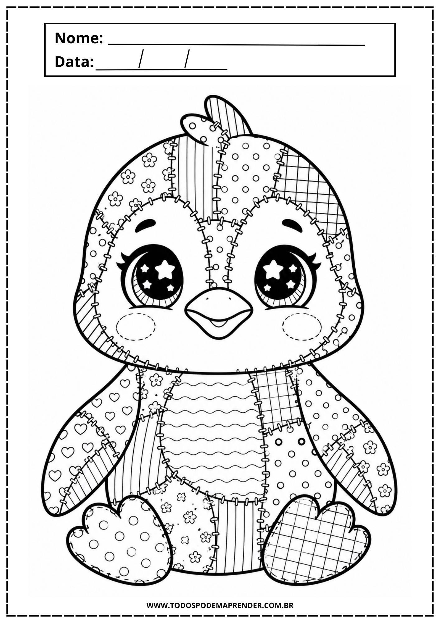 ANIMAIS PATCHWORK PARA COLORIR - Imagem 6