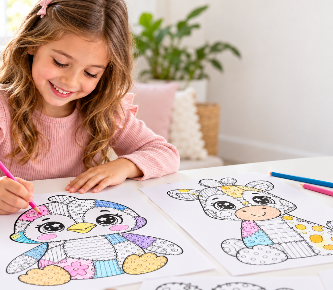 ANIMAIS PATCHWORK PARA COLORIR