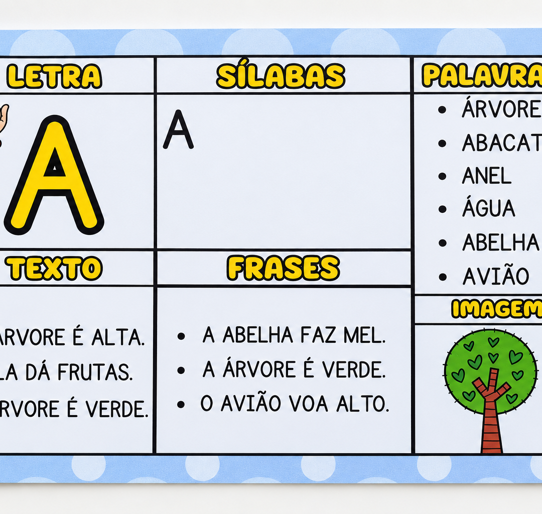 Fichas das Letras com Alfabeto Manual em Libras